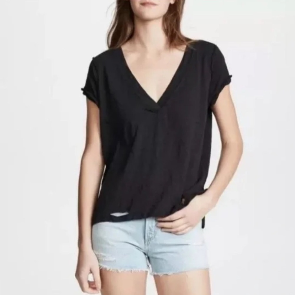Free People Black Short Sleeve Tee
